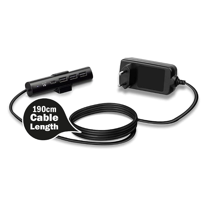 Ewent EW1317 Caricatore USB da Tavolo con 1 Porta USB Tipo C e 3 Porte USB Tipo A 36W, Colore Nero — miniatura 5