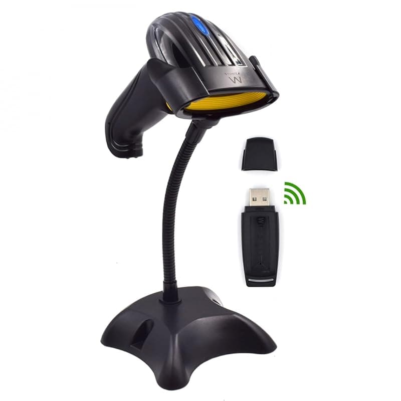 Ewent EW3430 - Lettore di Codici a Barre Wireless - Supporta 200 Letture Manuali e Automatiche al Secondo - Facile da Installare - Grande Resistenza - Colore Nero