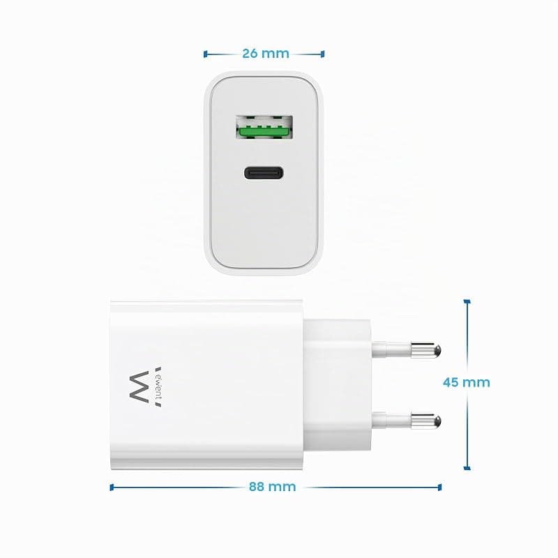 Ewent Caricatore Spina USB-C per Smartphone/Tablet QC3.0 30W EW1325 — miniatura 9