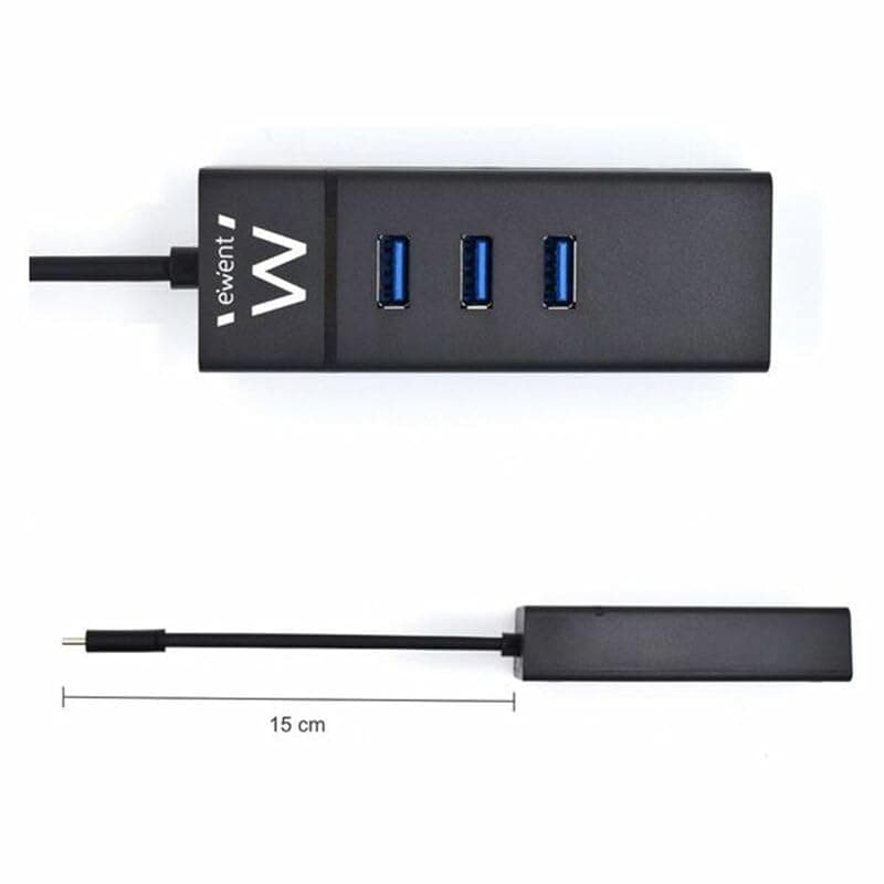 Ewent EW1141 Hub USB C, 3 Porte USB 3.0 e Adattatore LAN 1000 Mbps Gigabit Ethernet RJ45, Hub USB 3.0 Trasmissione Dati ad Alta Velocità per Macbook, Chromebook — miniatura 2