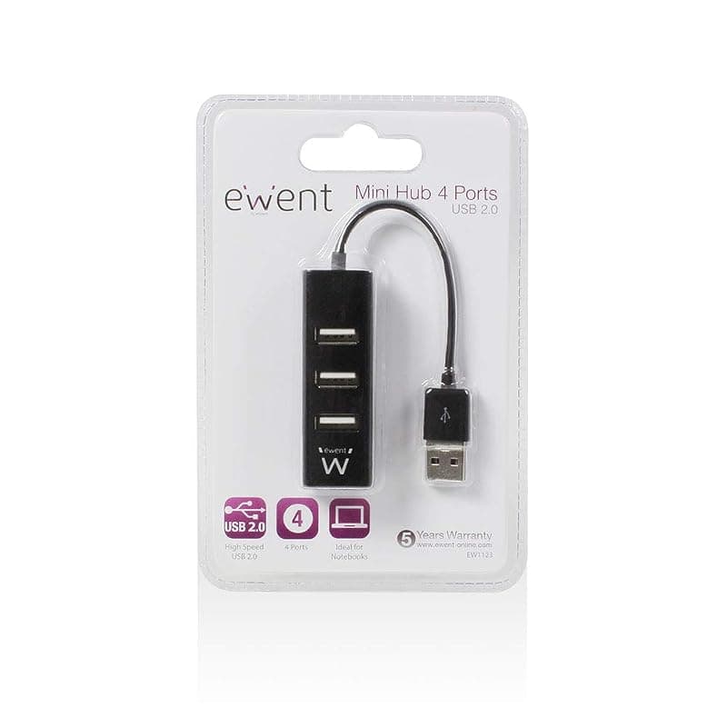 Ewent Mini Hub USB 4P USB 2.0 Nero EW1123 — miniatura 5