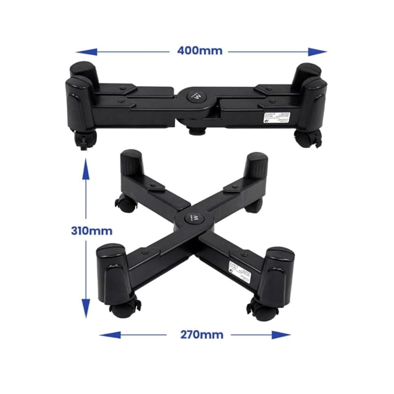 Ewent Supporto Regolabile per CPU con Ruote, Larghezza Fino a 25 cm, Capacità di Carico 25 kg, con Ruote Blocabili, Colore Nero - EW1292 — miniatura 2