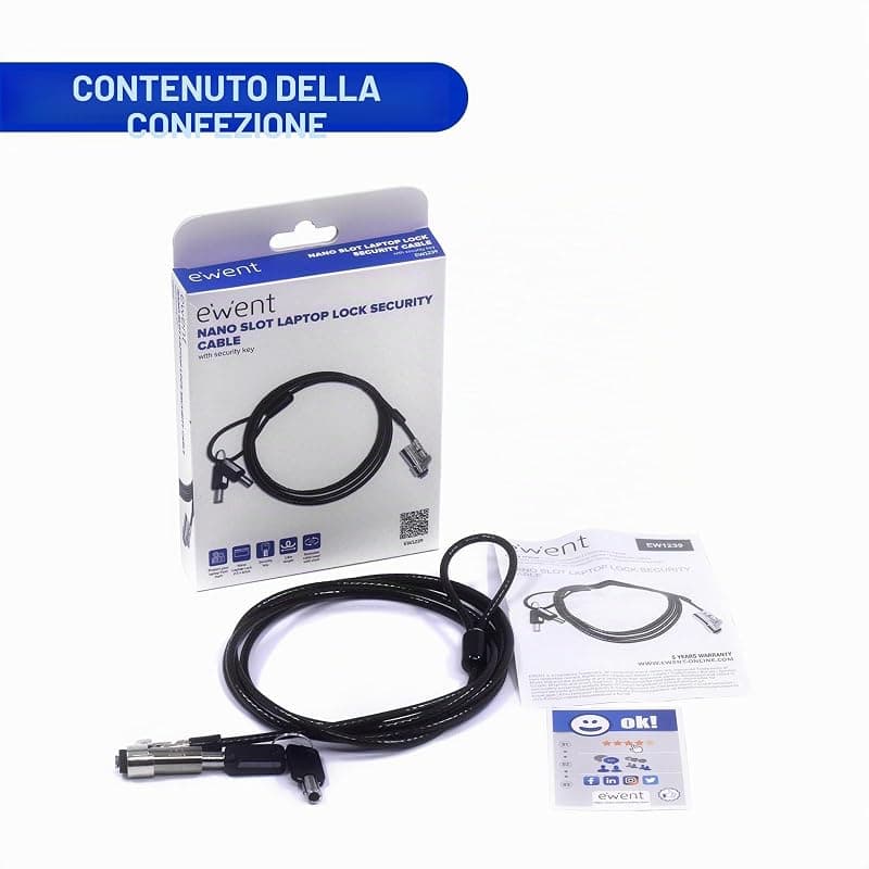 Ewent Cavo di Sicurezza per Blocco Notebook con Slot Nano EW1239 — miniatura 5