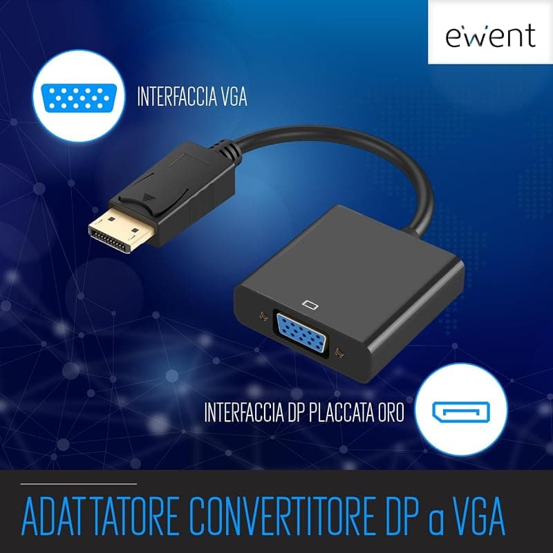 Ewent Adattatore Convertitore Displayport to VGA EC1454 — miniatura 2