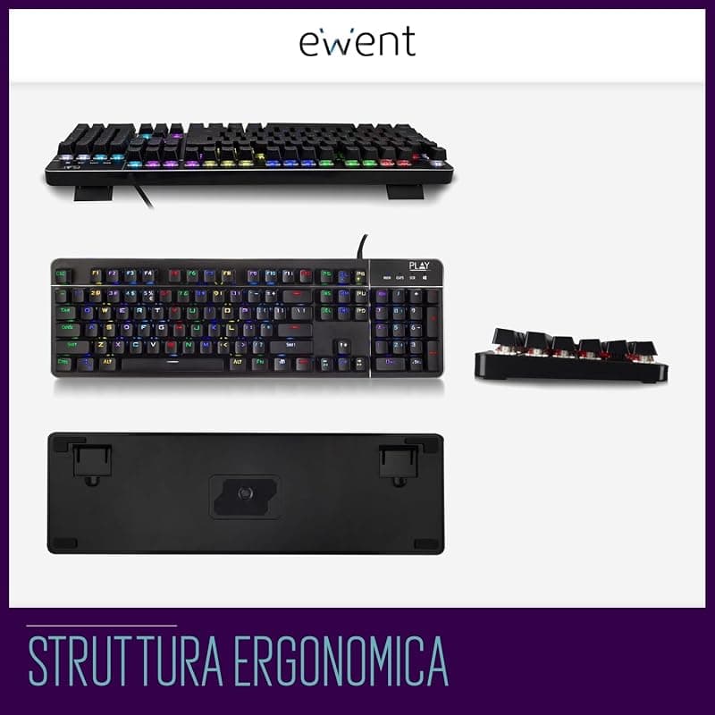 Play BY Ewent Tastiera Meccanica Gaming Nera USB RGB PL3350 — miniatura 6