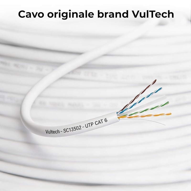 VulTech SC13502-100 Bobina Matassa Lan Categoria 6 UTP 100 Metri 23AWG Ethernet cavo rete impianti alta velocità 1Gbps 100m Cat6, 100 Ohm, 250Mhz, 10/100/1000 Mbps — miniatura 4