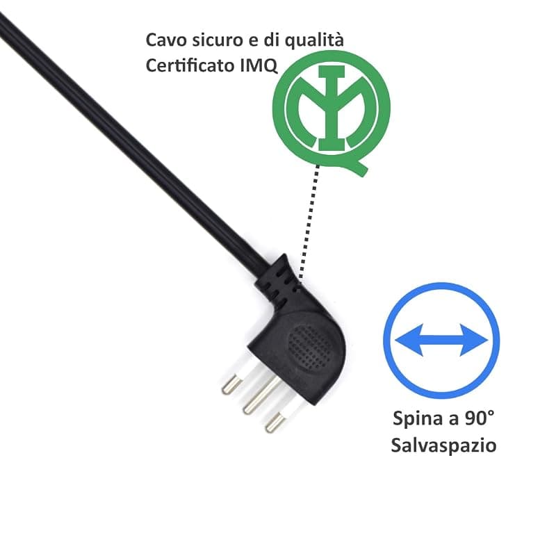Ewent EW3855 Multipresa Elettrica 12 posti 4 polivalenti (Schuko 10/16A) e 8 bivalenti ITA 10/16A, Spina 16A, cavo 1.5 mt, colore nero — miniatura 7