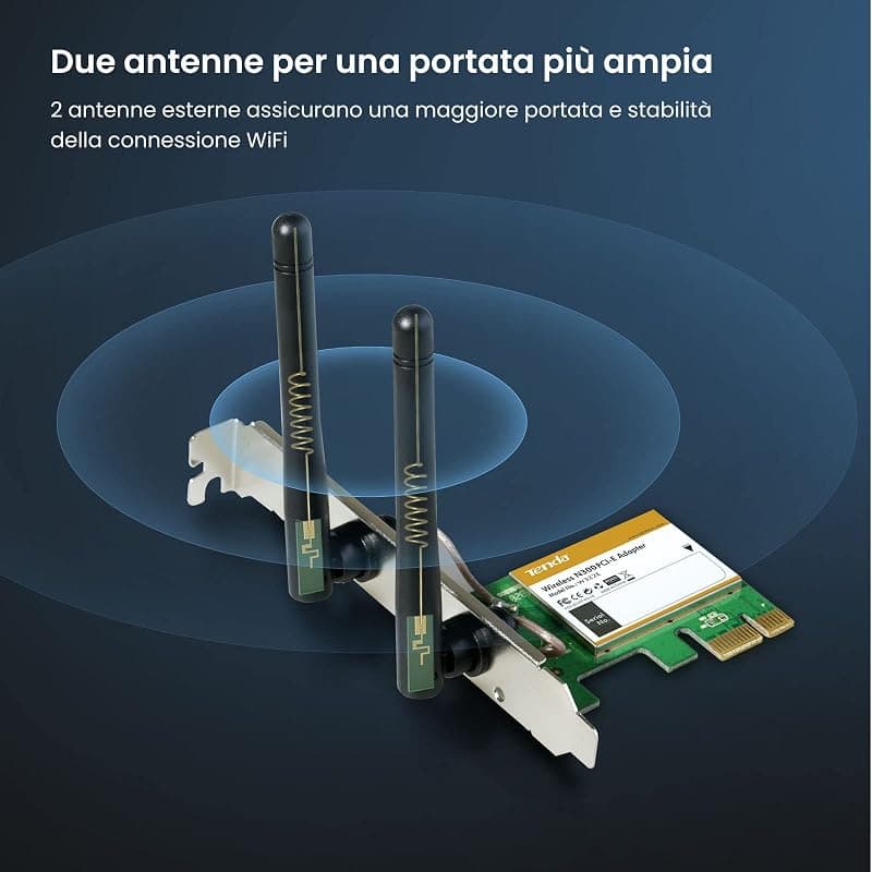 Tenda W322E Adattatore USB, 802.11b, 802.11g, 802.11n, PCI-E, IEEE 802.11b, IEEE 802.11g, IEEE 802.11n, Bianco — miniatura 2