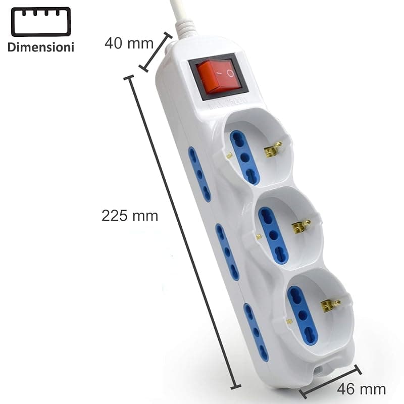 Ewent EW3928 Ciabatta Elettrica Multipresa a 9 Posti - con 3 Prese Universali Italiane e Schuko, 6 Bivalenti 10/16A Italiane - Spina Italiana 16A - Cavo 1.5 m — miniatura 5