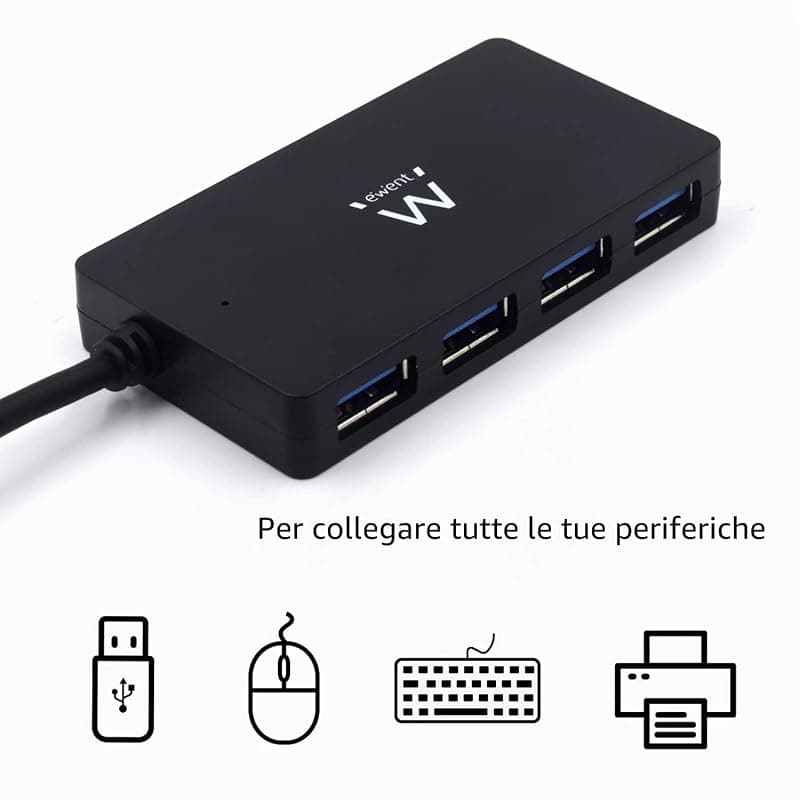 Ewent Hub USB 3.1 GEN 1 4 Porte Alimentato EW1134 — miniatura 5