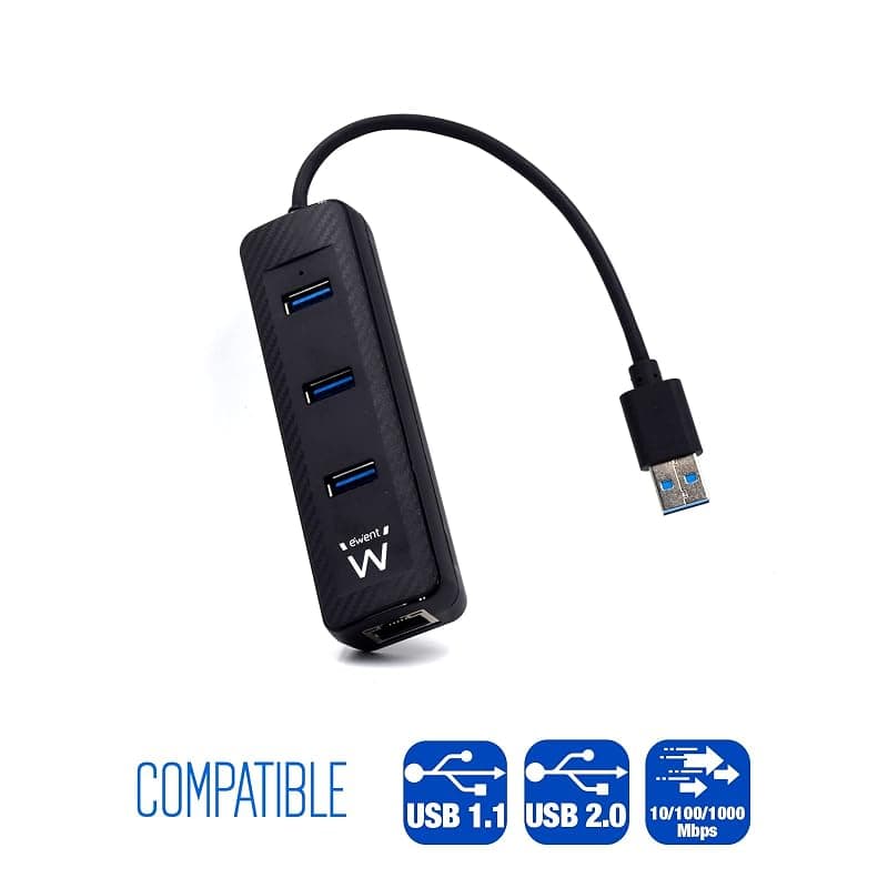 Ewent Hub USB 3.0 + 1P RJ45 Gigabit EW1140 — miniatura 3