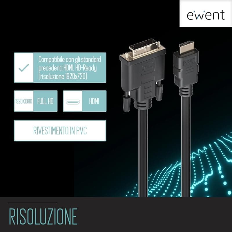 Ewent Cavo HDMI DVI-D 18+1PIN Full HD M/M 3MT EW-130300-030-N-P EC1351 — miniatura 4