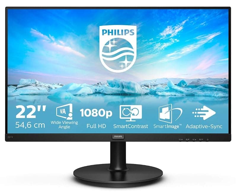 Philips Monitor 221v8 22 pollici 1920x1080, FHD, 75Hz, VA Panel, 4ms GtG, (HDMI1) Adaptive Sync, Nero — miniatura 2