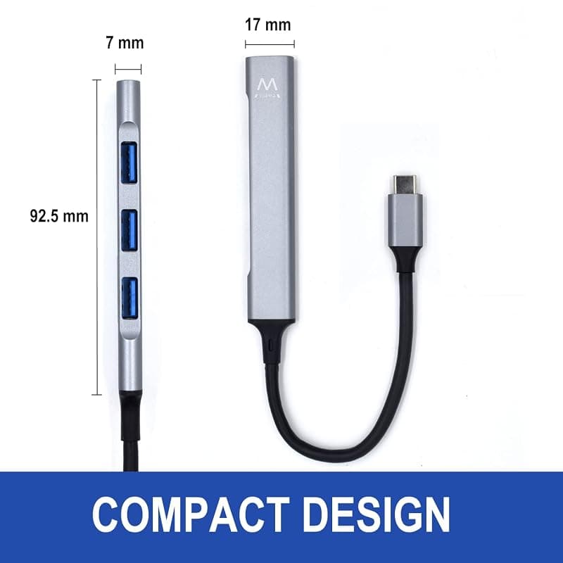 Ewent EW1145 Hub USB C, Hub 4 porte Ultra Slim Data, Hub con 3 porte USB A 2.0, 1 porta USB A 3.2, Hub Slim tipo A per Macbook Pro/Air, Laptop, PS5/PS4 e sistemi Mac OS, Windows — miniatura 2