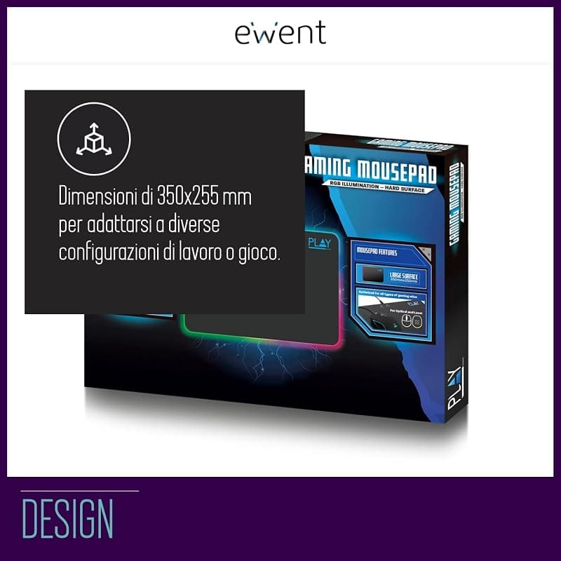 Play BY Ewent Mousepad Gaming LED RGB 35*25 PL3341 — miniatura 6