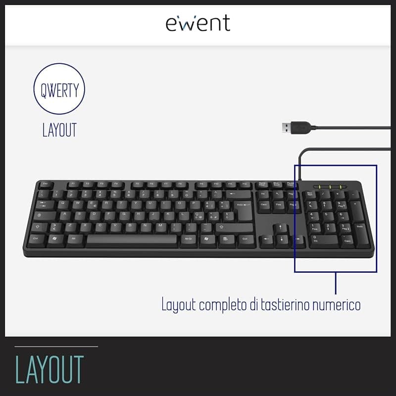 Ewent Tastiera USB Black EW3108 — miniatura 2