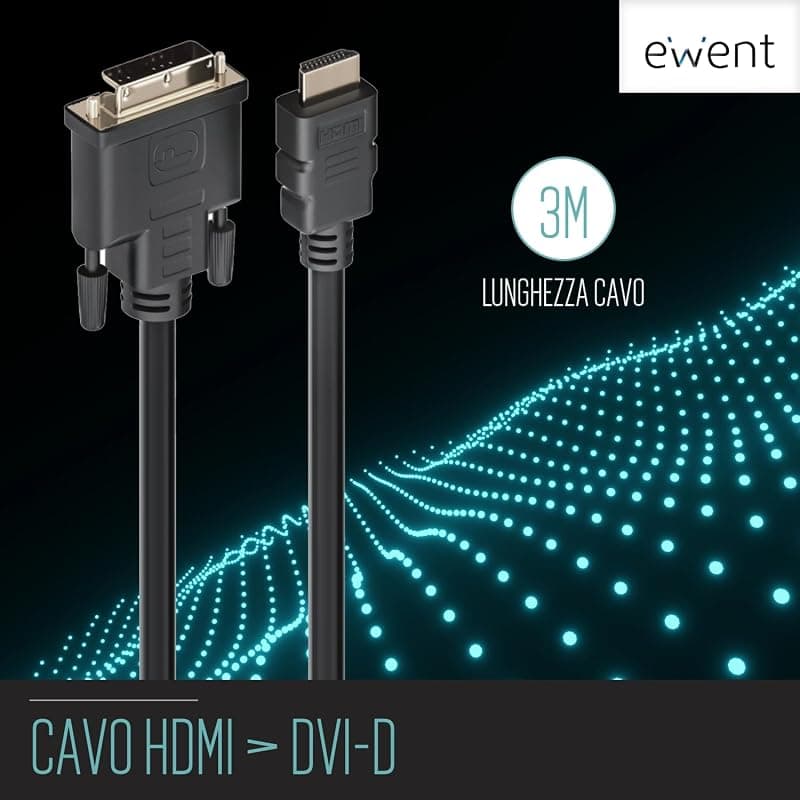 Ewent Cavo HDMI DVI-D 18+1PIN Full HD M/M 3MT EW-130300-030-N-P EC1351 — miniatura 2