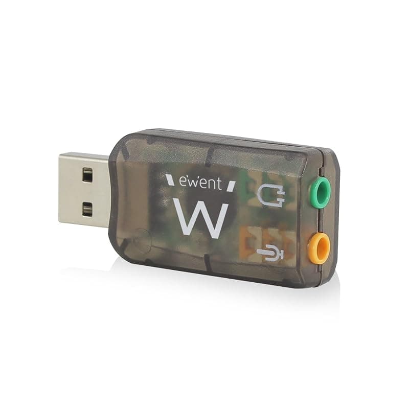 Ewent EW3751 Scheda Audio Esterna USB 2.0 a 3.5mm, Audio Virtual 5.1 Adattatore Audio per Windows, Ingresso Microfono e Uscita Cuffie/Speaker