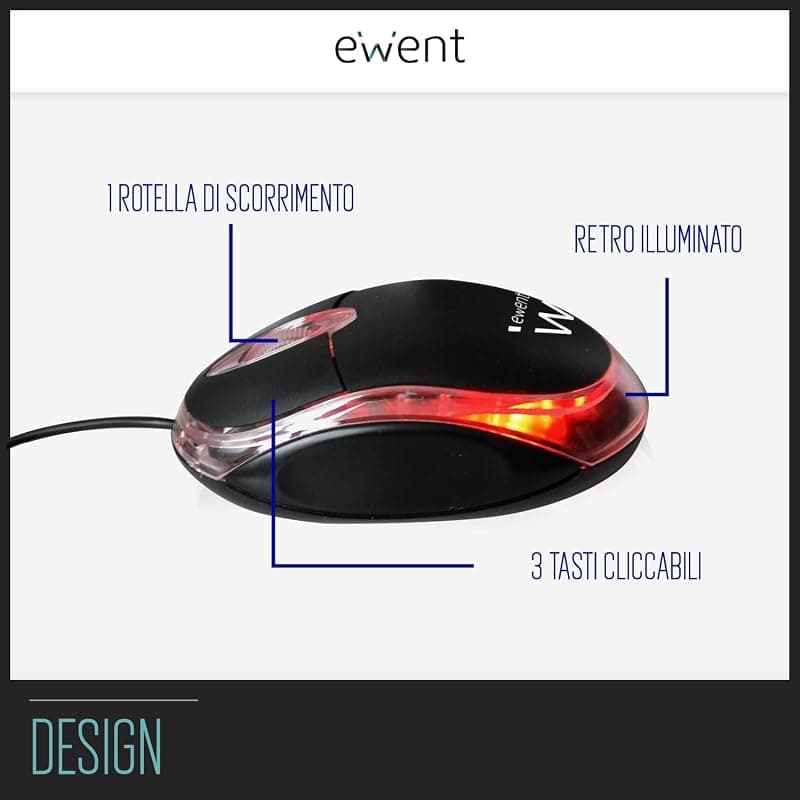 Ewent Mini Mouse Ottico USB 1000DPI EW3174 — miniatura 3