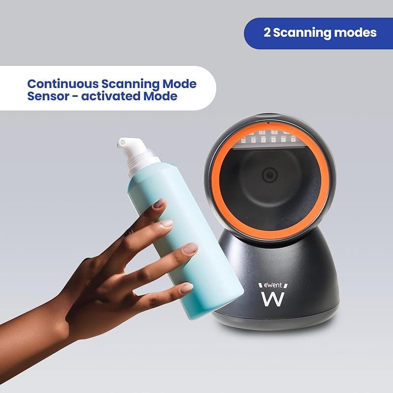 EWENT EW3450 Lettore di codici a barre omnidirezionali 1D 2D QR con cavo USB, a mani libere, scansione automatica con rilevamento delle immagini, supermercati, farmacie — miniatura 6