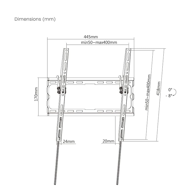 Ewent Ew1507 Staffa Supporto TV LCD, LED per Schermi da 37" a 70", Max Vesa 600 x 400, Nero — miniatura 8