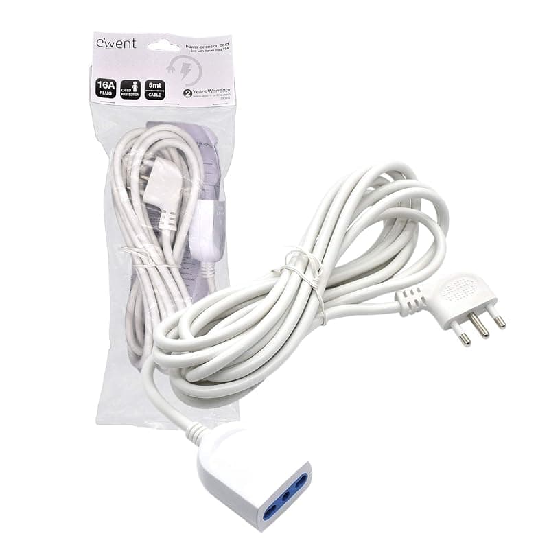 Ewent Prolunga Elettrica 5 MT Presa Italiana 16A Bianca EW3812 — miniatura 3