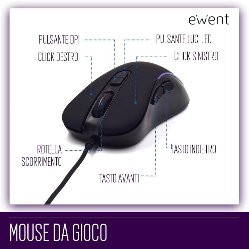 Play BY Ewent Mouse Ottico Gaming RGB USB 3600DPI PL3302 — miniatura 4