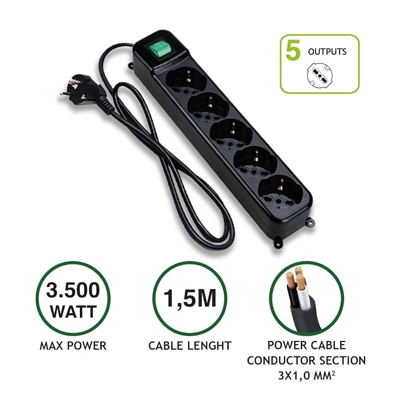 Tecnoware Multipresa Power Cleaner 5 Uscite Tipo Schuko/Italia Attacco Schuko FMP5GIG — miniatura 2