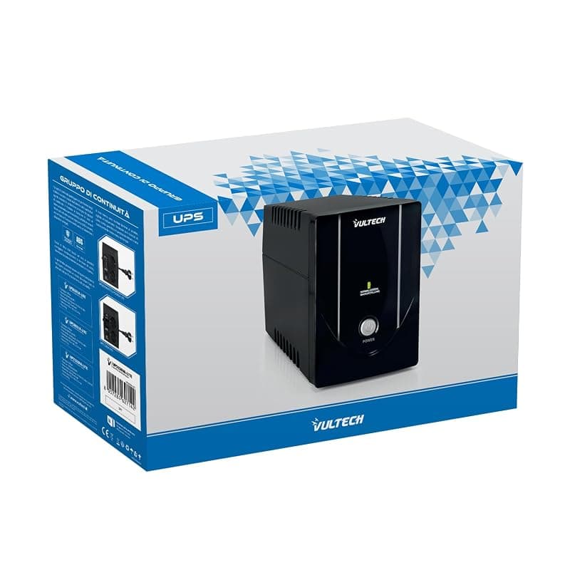 VulTech UPS650VA-LITE Gruppo di continuità UPS Serie Lite 650VA 360Watt, 2x Bipasso 10-16A/Schuko + 1x IEC13, Funzione Overload, Protezione da Blackout, sbalzi di tensione per Pc — miniatura 3