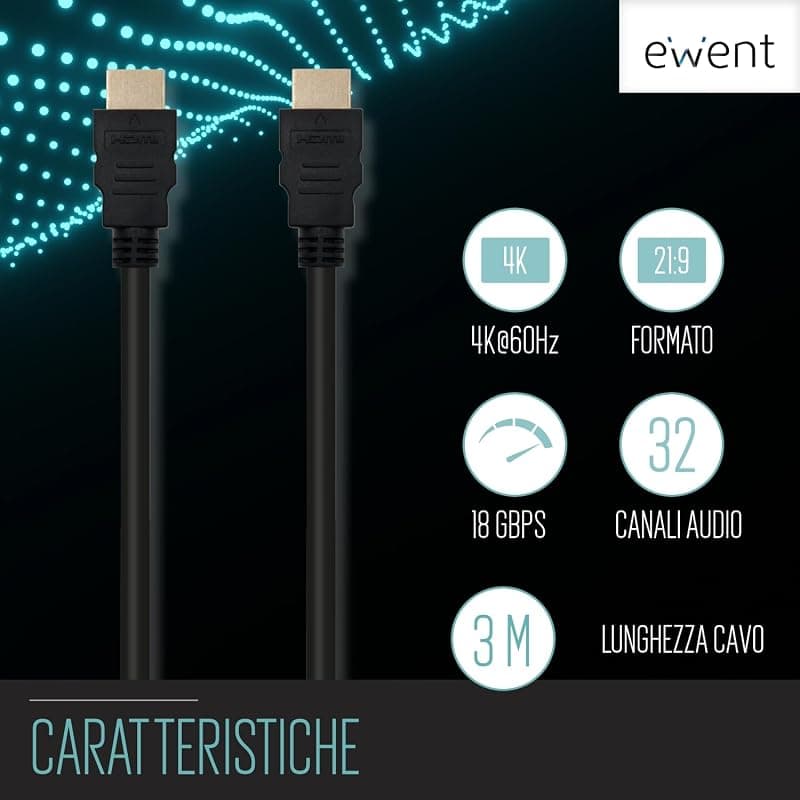 Ewent Cavo HDMI Premium High Speed 2.0 A/A M/M 3MT EC1341 — miniatura 3