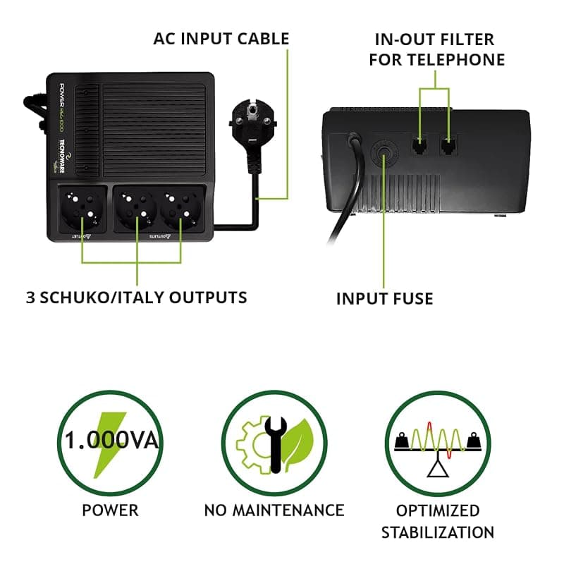 Tecnoware Stabilizzatore Elettronico Power REG 1000VA FSTELPRE1000M — miniatura 2