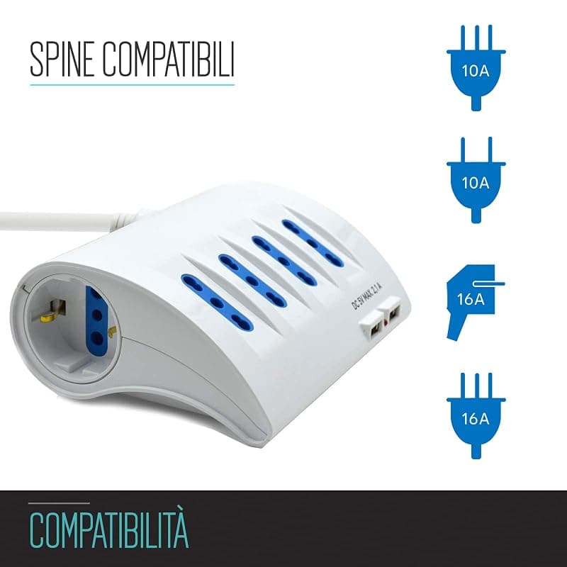 Ewent Multipresa da Scrivania 4 Prese ITA 2 ITA/Schuko - 2 USB EW3934 — miniatura 2