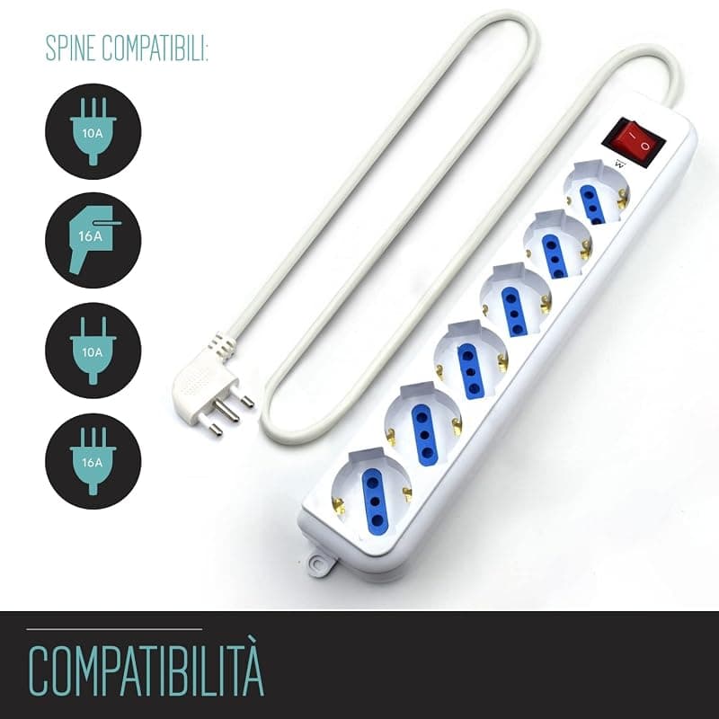 Ewent Multipresa 6 Posizioni con Spina Italiana 10 a EW3922-A — miniatura 2