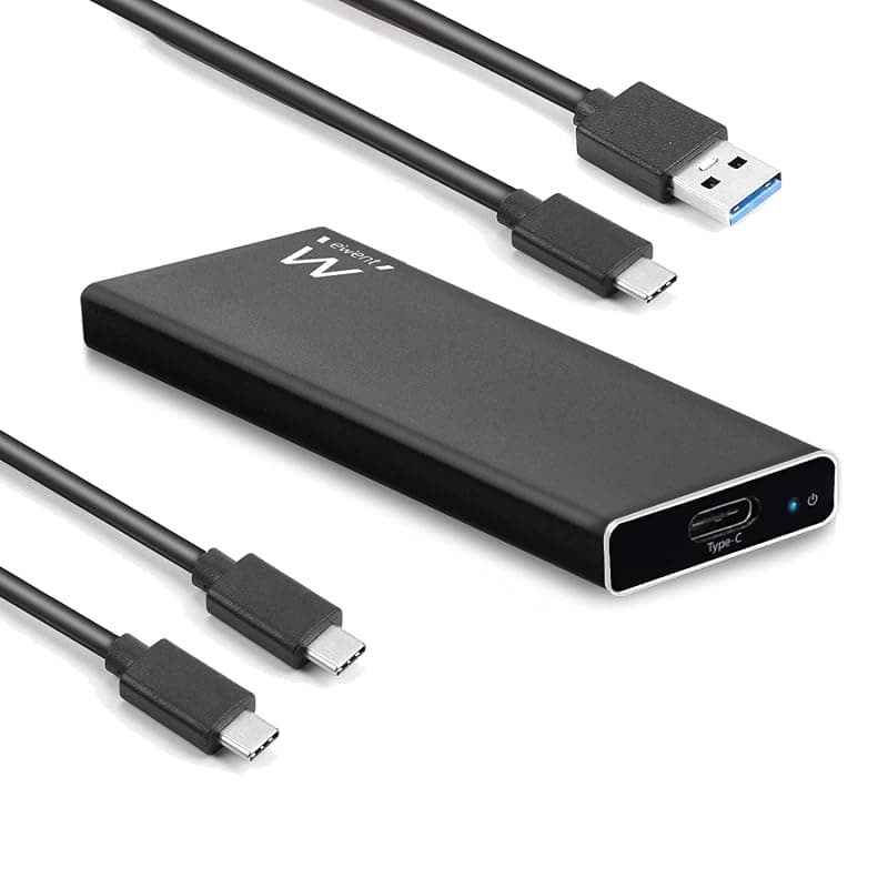 Ewent EW7024, M.2 NVME PCIe SSD Box, USB 3.1, Gen 2 Custodia Disco Rigido, PCIe SSD Enclosure per M.2 NVME M-Key & M+B Key SSD 2230/2242/2260/2280, Alluminio, Nero — miniatura 2