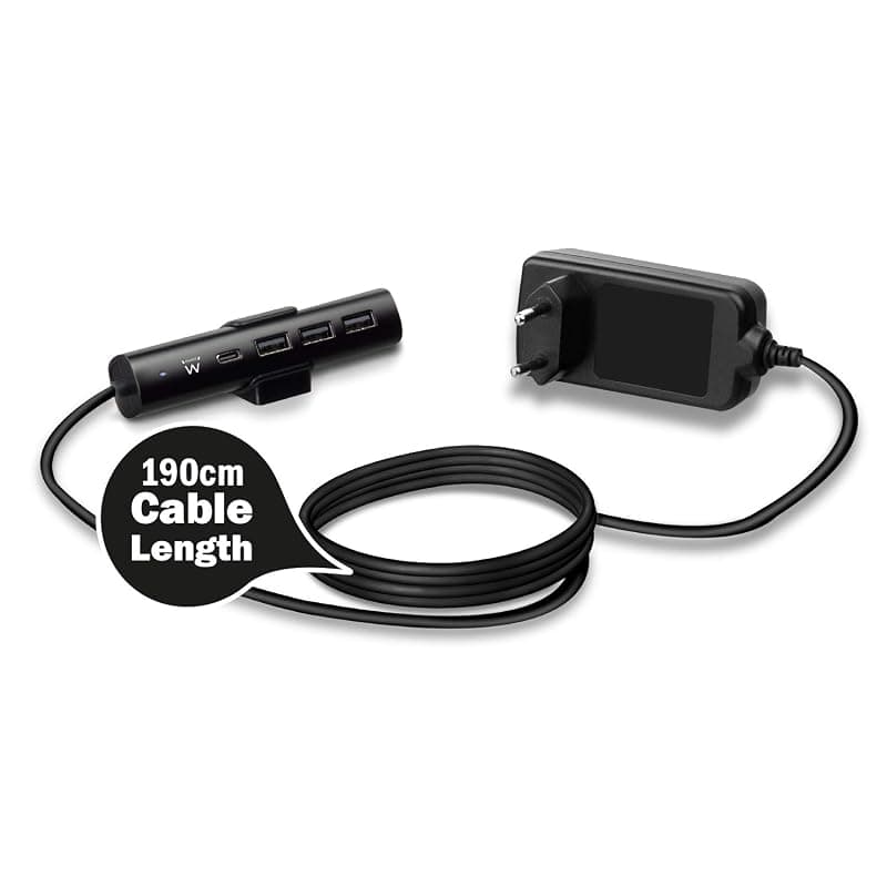 Ewent EW1317 Caricatore USB da Tavolo con 1 Porta USB Tipo C e 3 Porte USB Tipo A 36W, Colore Nero — miniatura 8