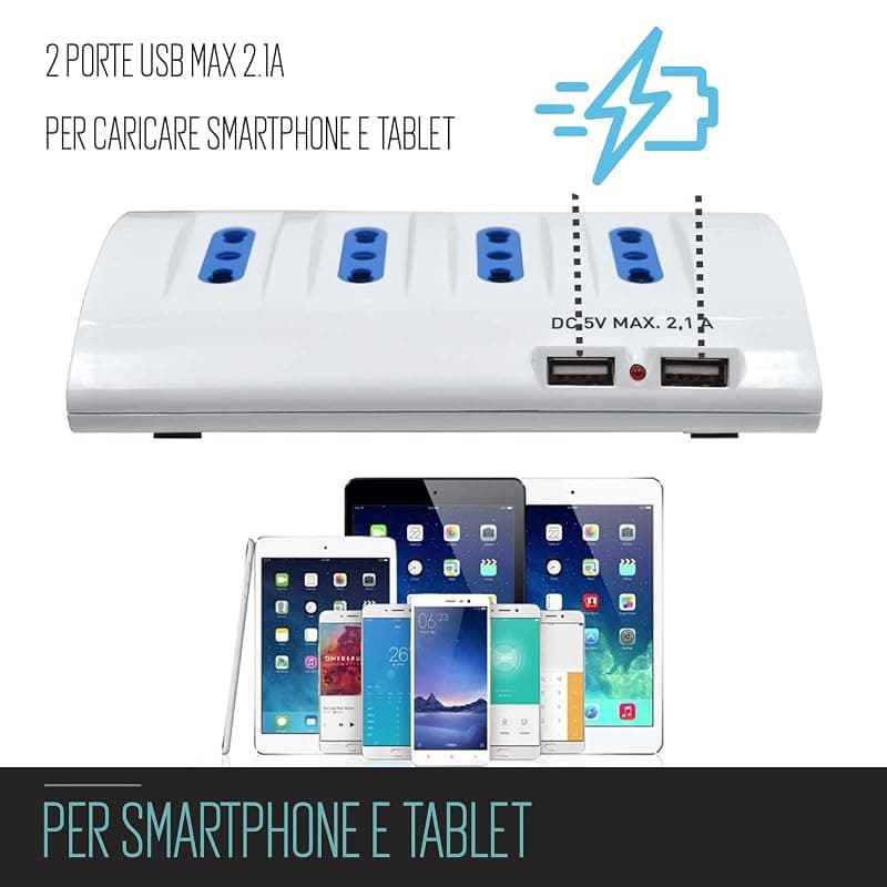 Ewent Multipresa da Scrivania 4 Prese ITA 2 ITA/Schuko - 2 USB EW3934 — miniatura 4