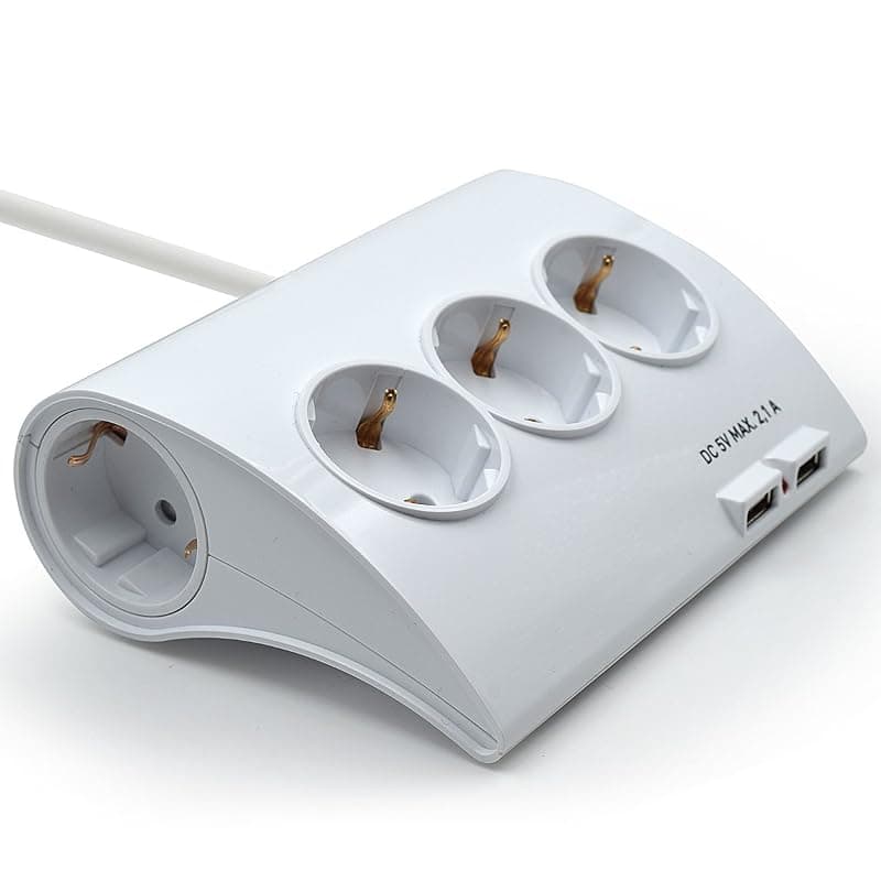 Ewent Multipresa da Scrivania 5PRESE Schuko + 2 Porte USB EW3935 — miniatura 3