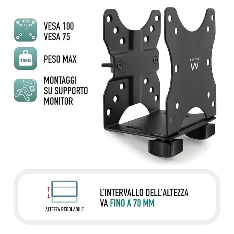 Ewent EW1517 Supporto per Mini PC Intel, Mac Mini, Supporto VESA, scrivania — miniatura 2
