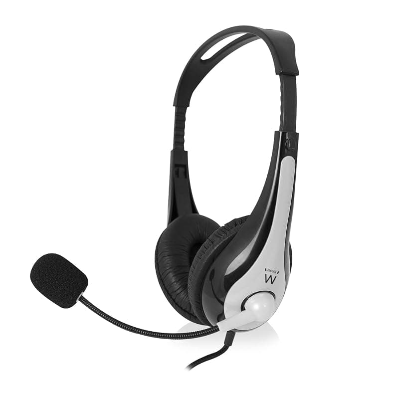 Ewent Ew3562 Cuffia Professionale con Microfono per PC con Controllo Volume, Notebook, Laptop, Doppio Jack 3.5 mm (1Xaudio 1Xmic), Auricolari Imbottiti, Cavo 2 m, black