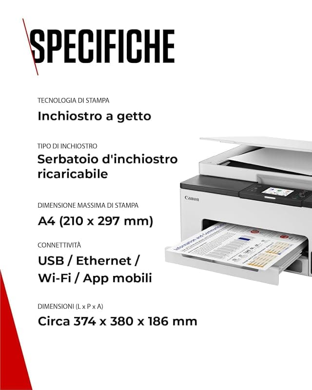 Canon Stampante WiFi per Casa e Ufficio MAXIFY GX1051 - Stampante Multifunzione MegaTank con Scanner e Fotocopiatrice per Casa | Connettività WiFi, Ethernet e USB | Include 6 — miniatura 6