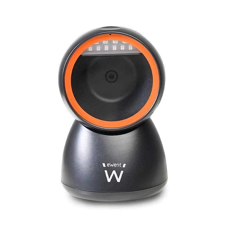 EWENT EW3450 Lettore di codici a barre omnidirezionali 1D 2D QR con cavo USB, a mani libere, scansione automatica con rilevamento delle immagini, supermercati, farmacie