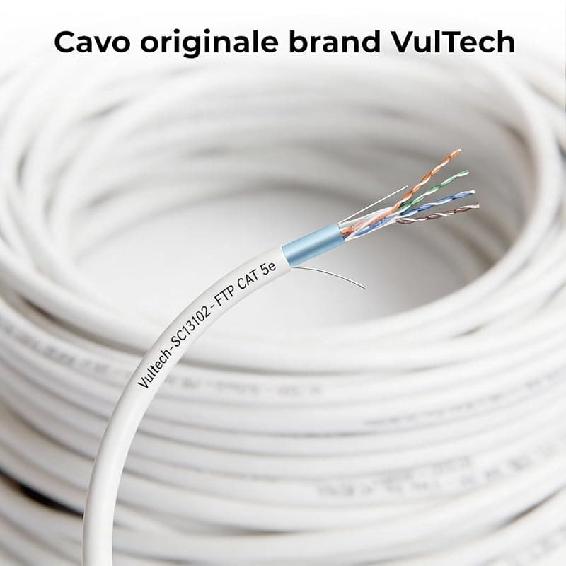 VulTech SC13102-100 Bobina Matassa Lan Categoria 5e FTP 100 Metri 23AWG Ethernet cavo rete impianti alta velocità 1Gbps 100m Cat5e, 100 Ohm, 10/100/1000 Mbps — miniatura 4