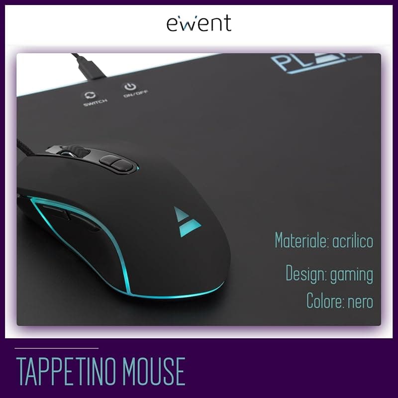 Play BY Ewent Mousepad Gaming LED RGB 35*25 PL3341 — miniatura 2