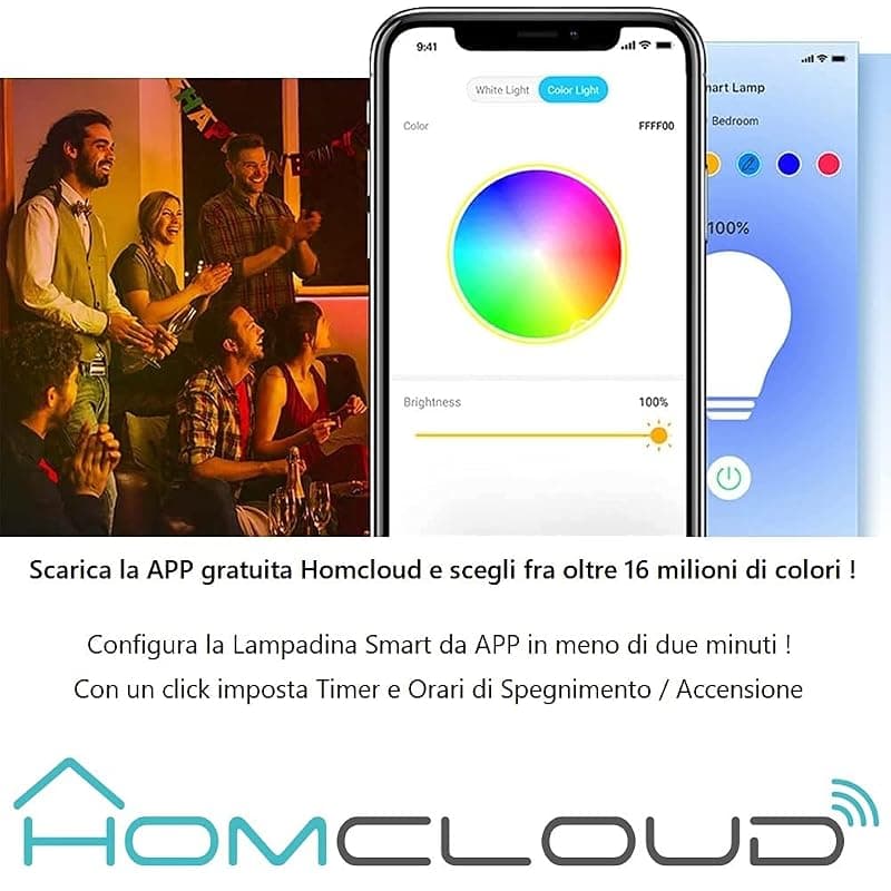 Homcloud Lampadina LED WIFI RGB+CCT E27 Dimmerabile EE-11WE27 — miniatura 2