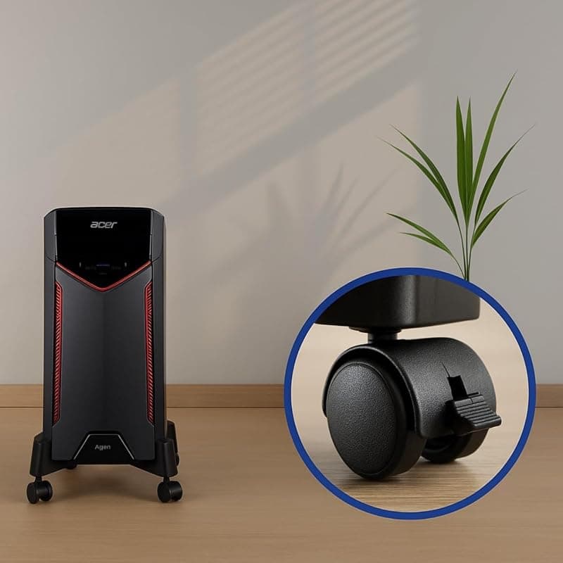 Ewent Supporto Regolabile per CPU con Ruote, Larghezza Fino a 25 cm, Capacità di Carico 25 kg, con Ruote Blocabili, Colore Nero - EW1292 — miniatura 4