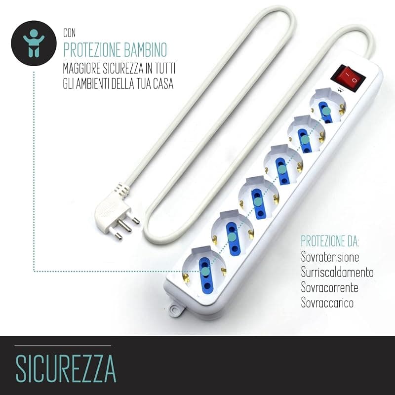 Ewent Multipresa 6 Posizioni con Spina Italiana 10 a EW3922-A — miniatura 5