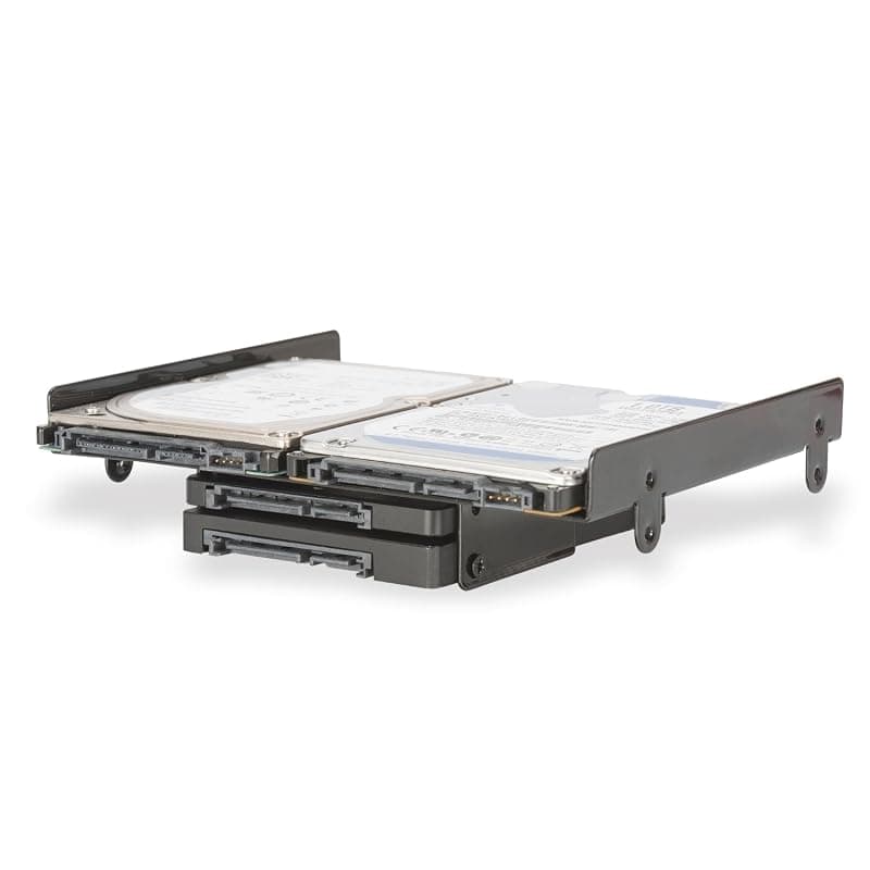 Ewent EW7002 Staffa Adattatore per 4 SSD/HDD 2.5" o 1 HDD 3.5" + 2 SSD 2.5" su Alloggiamento Slot PC 5.25", Viti Incluse, Nero — miniatura 2