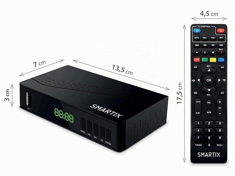 Atlantis SMARTIX DH17 Decoder Digitale Terrestre DVB T2 HEVC H.265 mpeg2/mpeg4 H264 Media Player Porta USB. HDMI e SCART Telecomando Learning, Main 10, Nero — miniatura 7