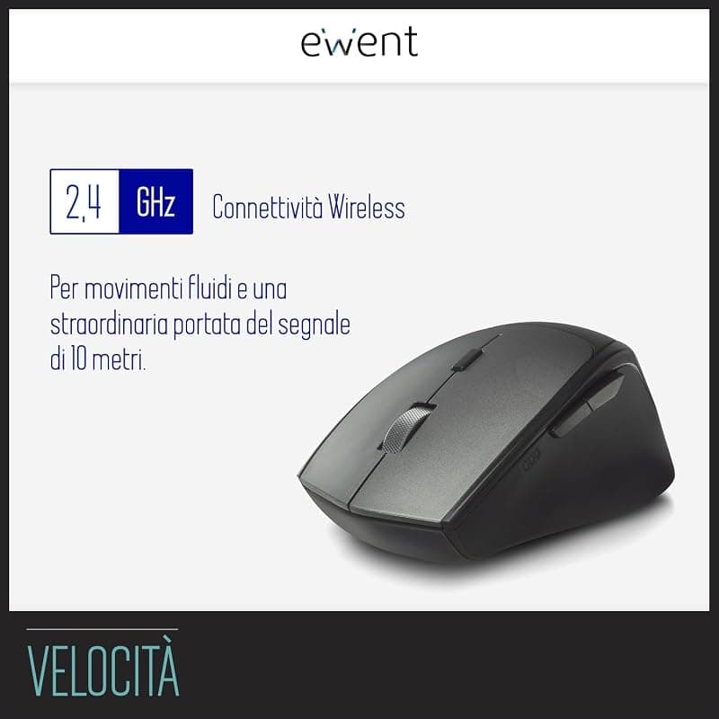 Ewent Mouse Ottico Wireless 2400DPI Doppio Ricevitore EW3245 — miniatura 3