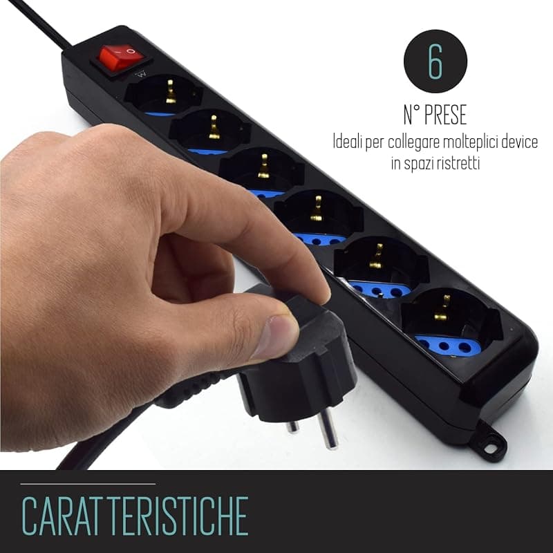 Ewent Multipresa 6 Posti con Protezione EW3923 — miniatura 4